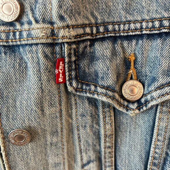 LEVIS Premium Big E Fit Denim Trucker  Jean Jacket Blue Womens XS - Picture 2 of 14